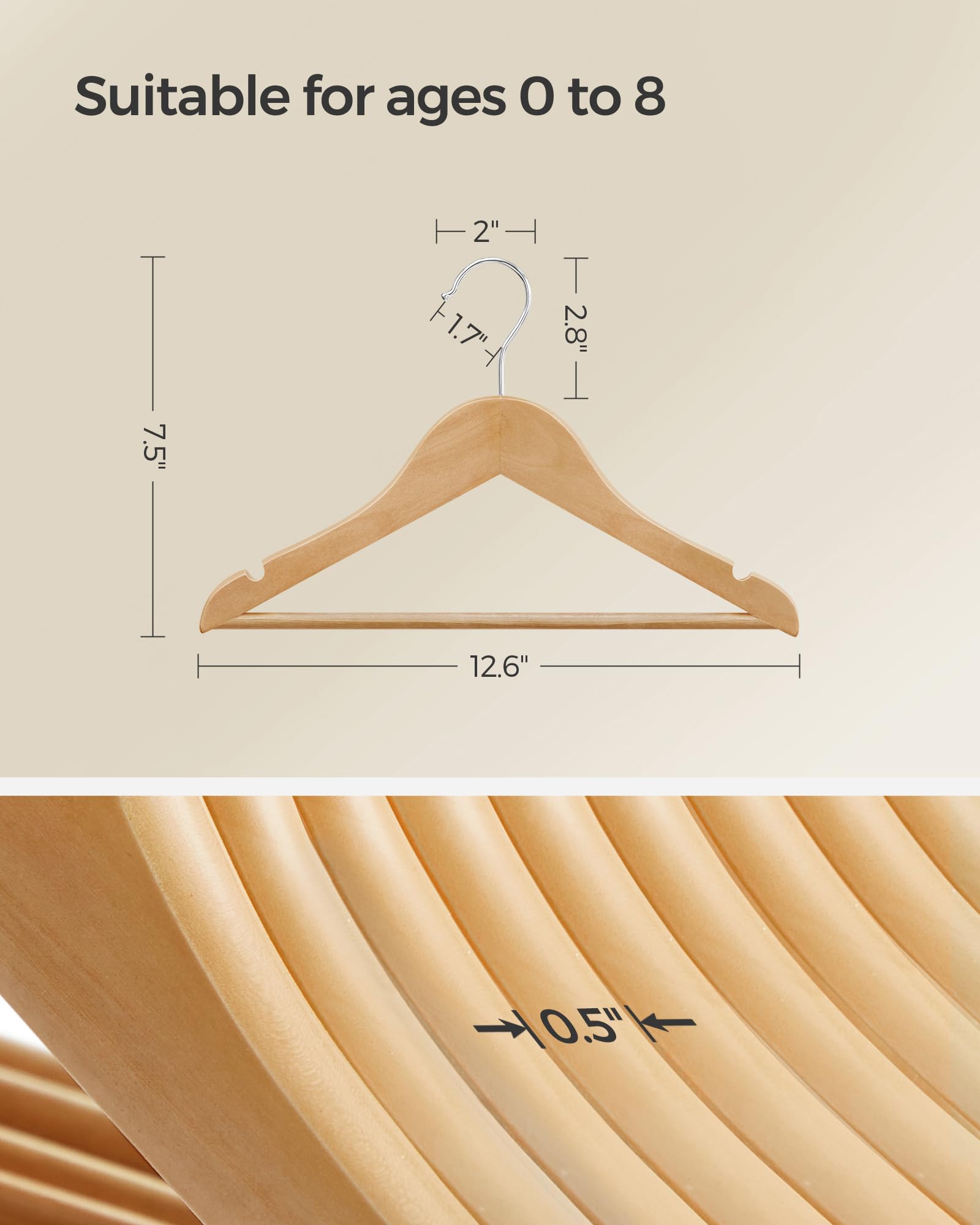 SONGMICS kids hangers with 360-degree swivel hook for easy hanging