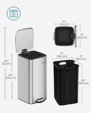 SONGMICS modern stainless steel silhouette complements any kitchen style.