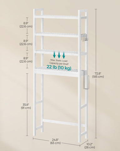 SONGMICS large bottom space fits baskets, towels, or small storage bins.
