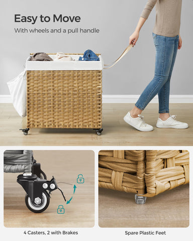 SONGMICS 37-gallon capacity ideal for family laundry loads.