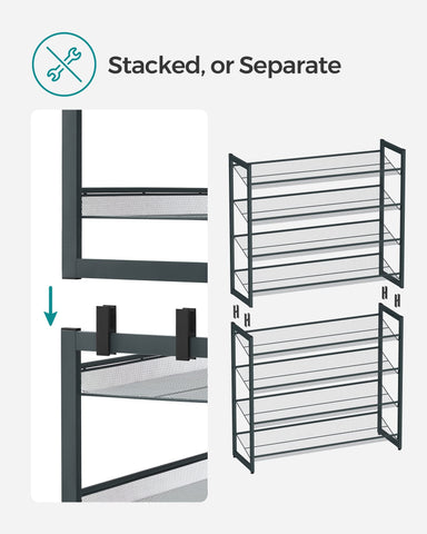 SONGMICS large capacity 8-tier holds many pairs for clutter-free spaces.