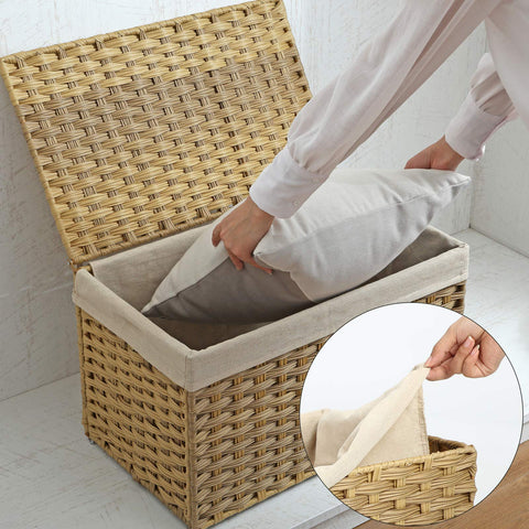 Songmics large 65-liter capacity holds blankets, clothes, or toys