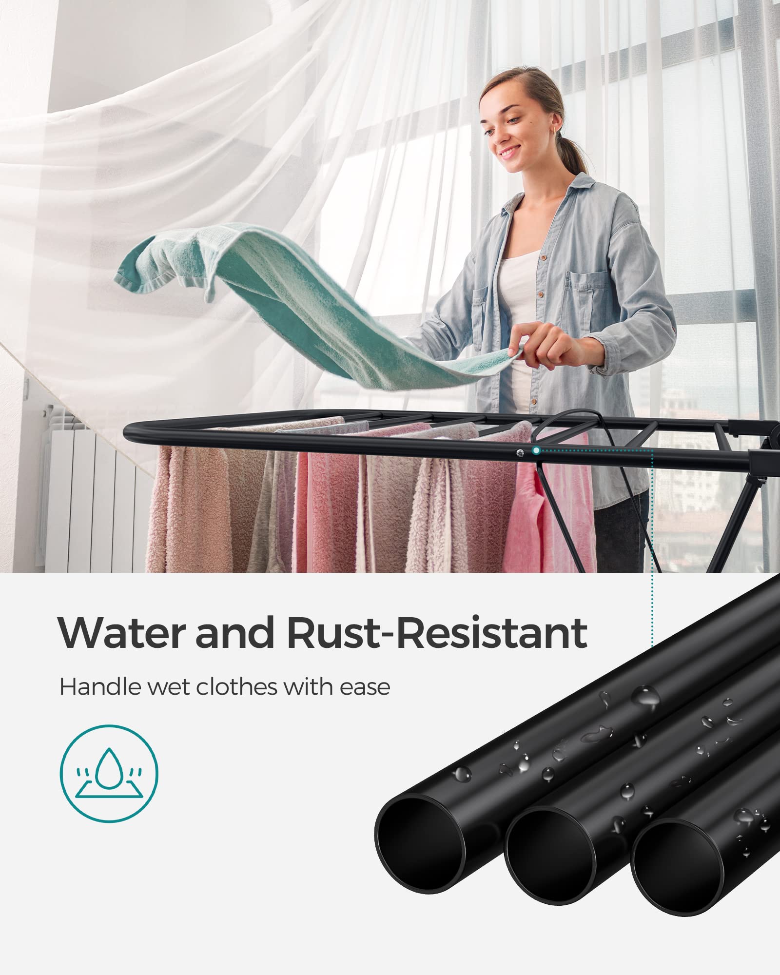 Great option for households with limited laundry capacity or outdoor drying.