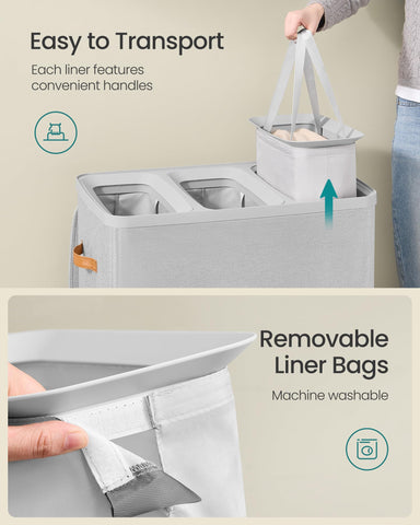 Songmics fifty-point-two-gallon capacity fits a week's laundry.