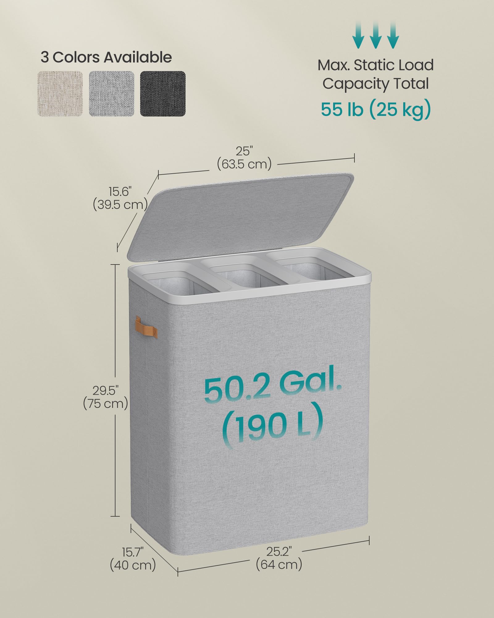 Songmics quick-assembly laundry basket with fiberglass rods.