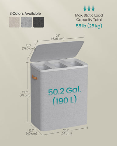 Songmics quick-assembly laundry basket with fiberglass rods.