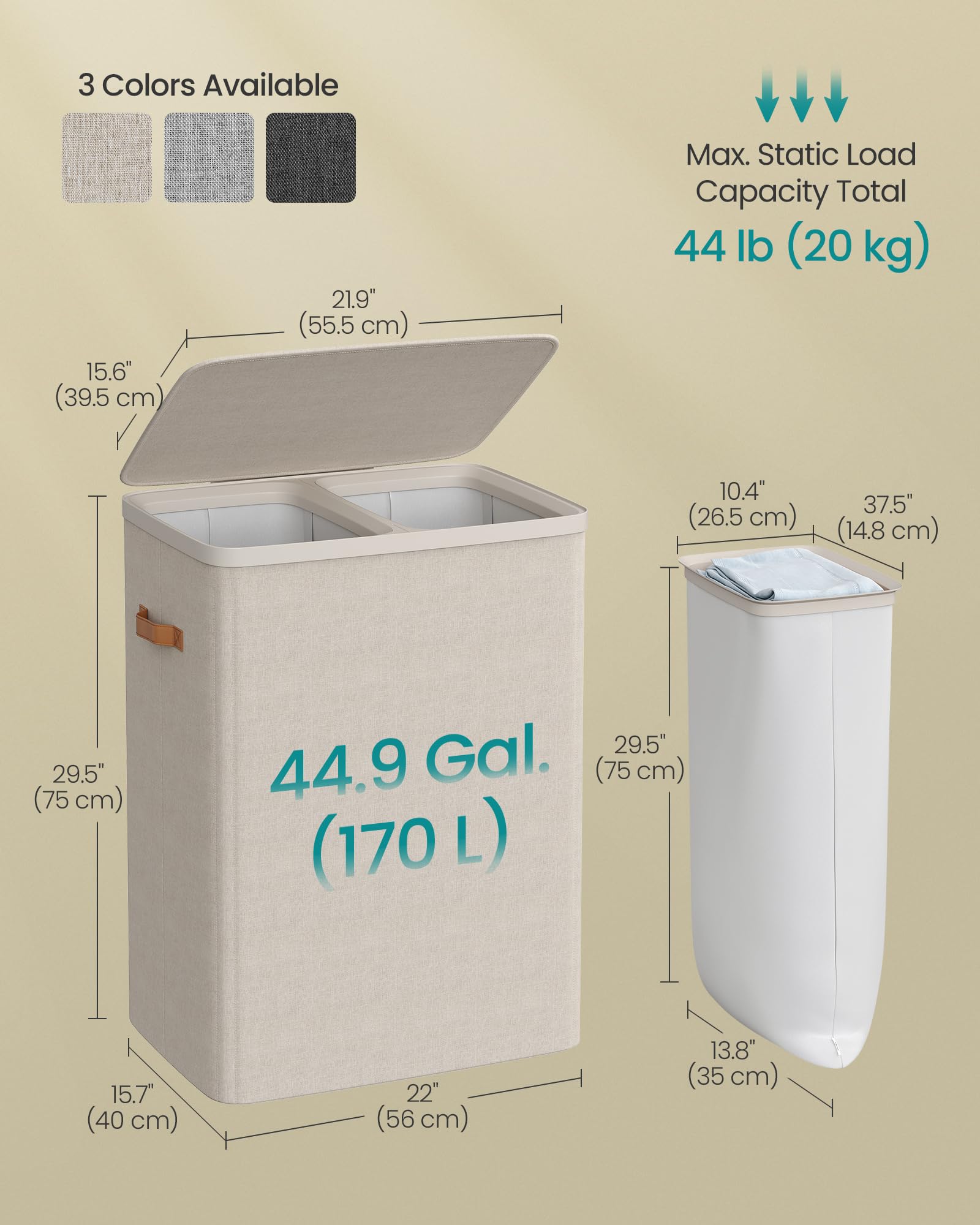 SONGMICS lid with PU tab keeps clothes private and dust-free.