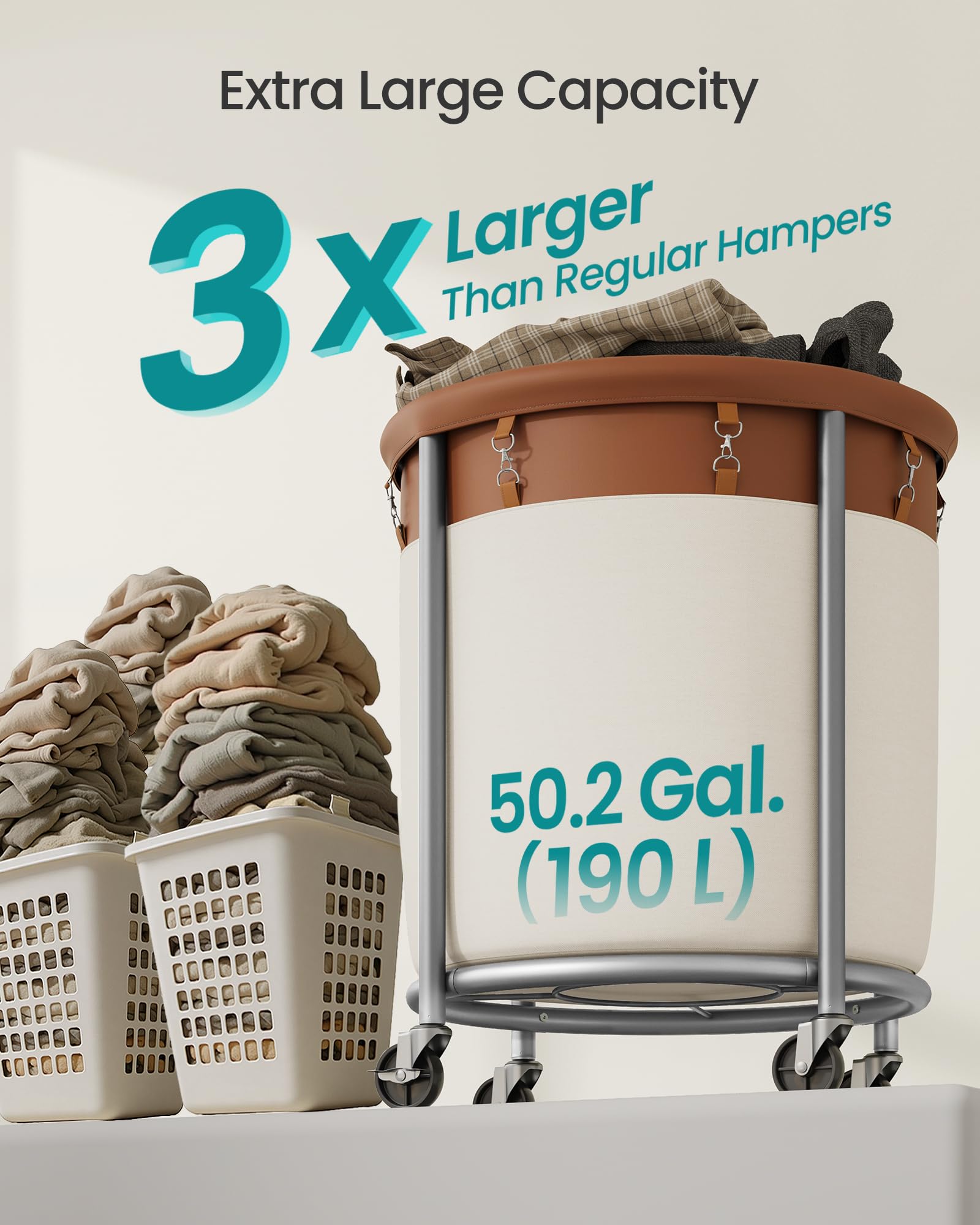 Removable bag on SONGMICS basket for easy loading and cleaning