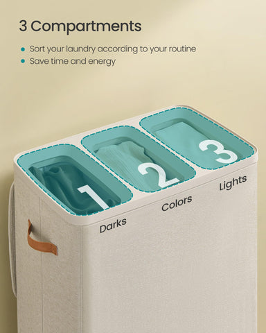 SONGMICS removable liners simplify bag changes for cleaner laundry management.