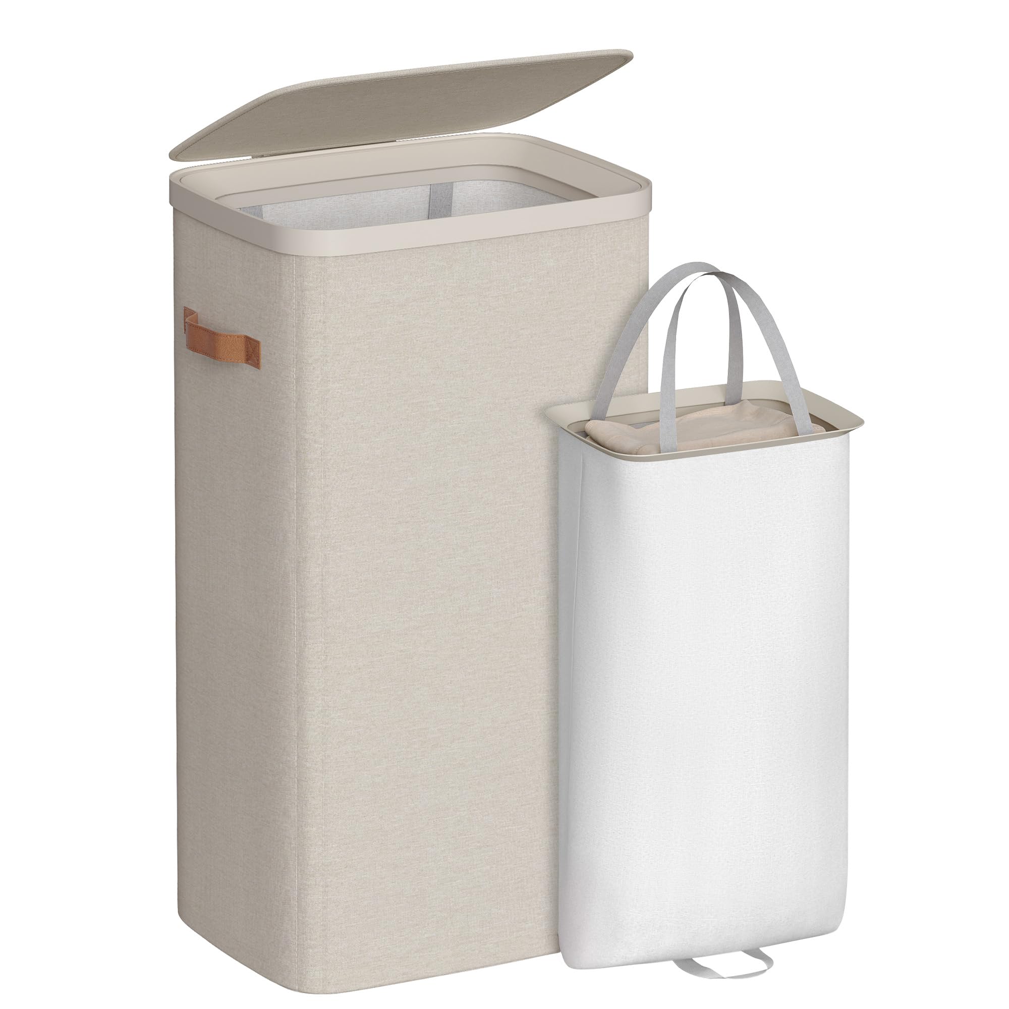 SONGMICS laundry basket spacious compartment for organized laundry storage.