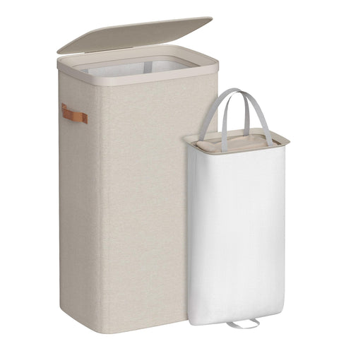 SONGMICS laundry basket spacious compartment for organized laundry storage.