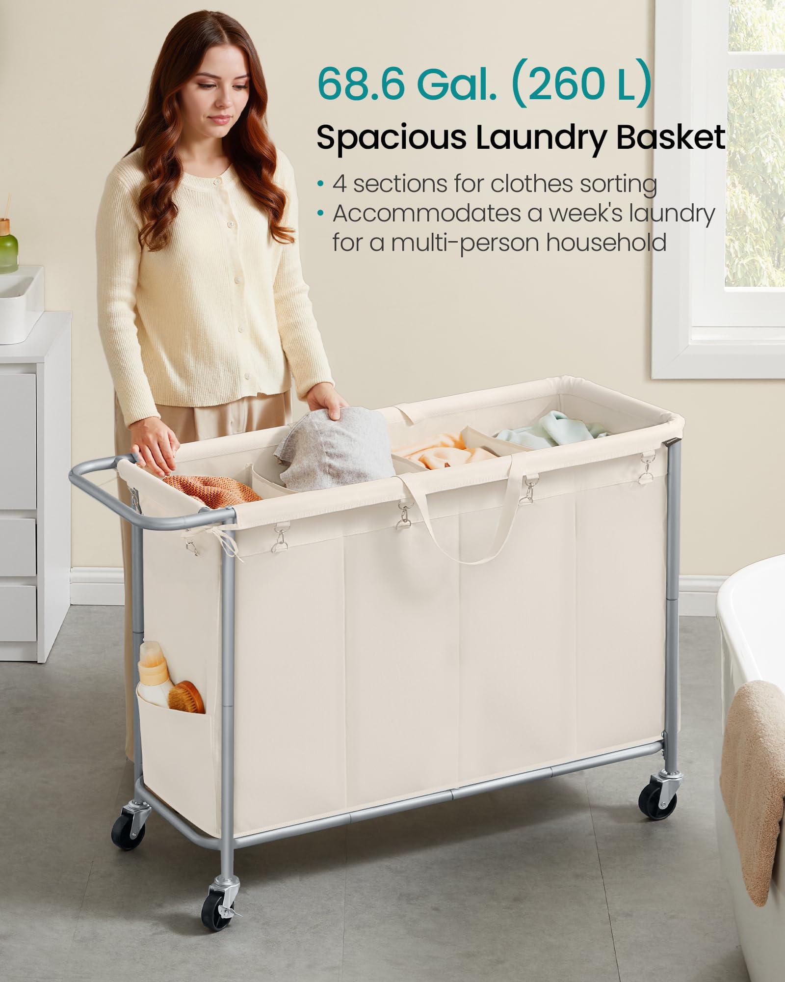 Songmics laundry basket steel frame highlights sturdy construction