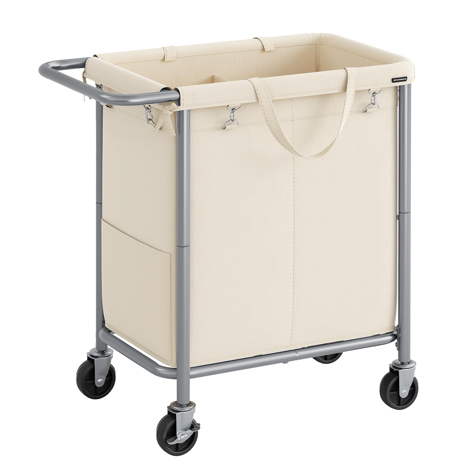 SONGMICS laundry basket on wheels in cream white for easy transport
