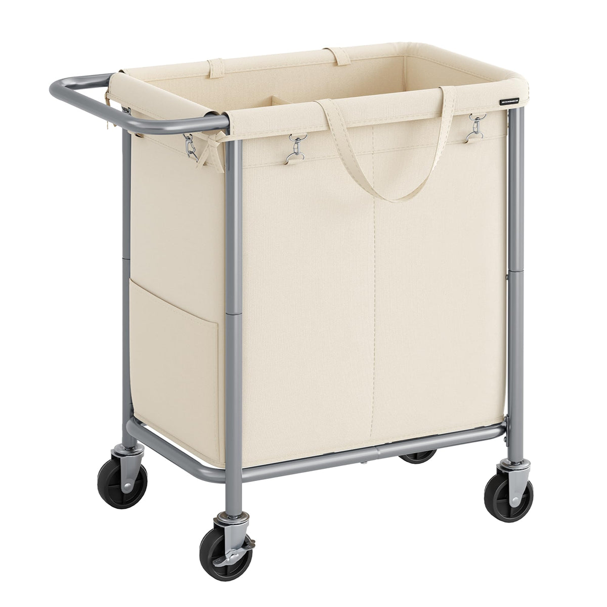 SONGMICS laundry basket on wheels in cream white for easy transport