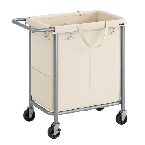 SONGMICS laundry basket on wheels in cream white for easy transport