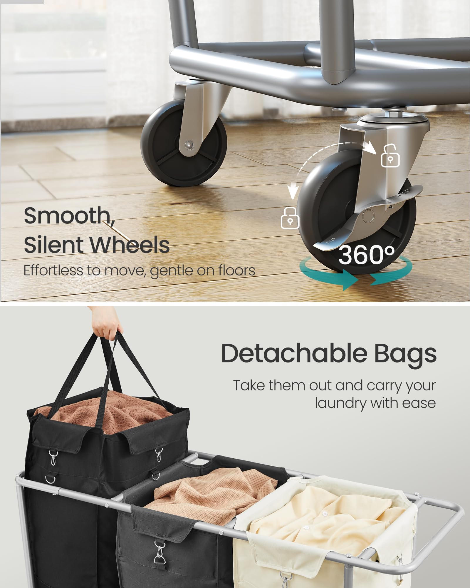 SongMics cart brakes lock for stable sorting on demand