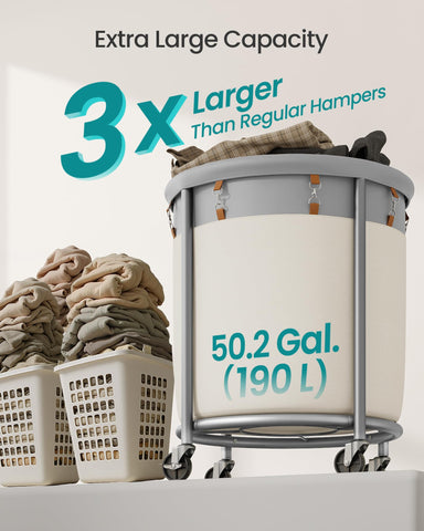 SONGMICS laundry cart with removable bag for quick loading and unloading.