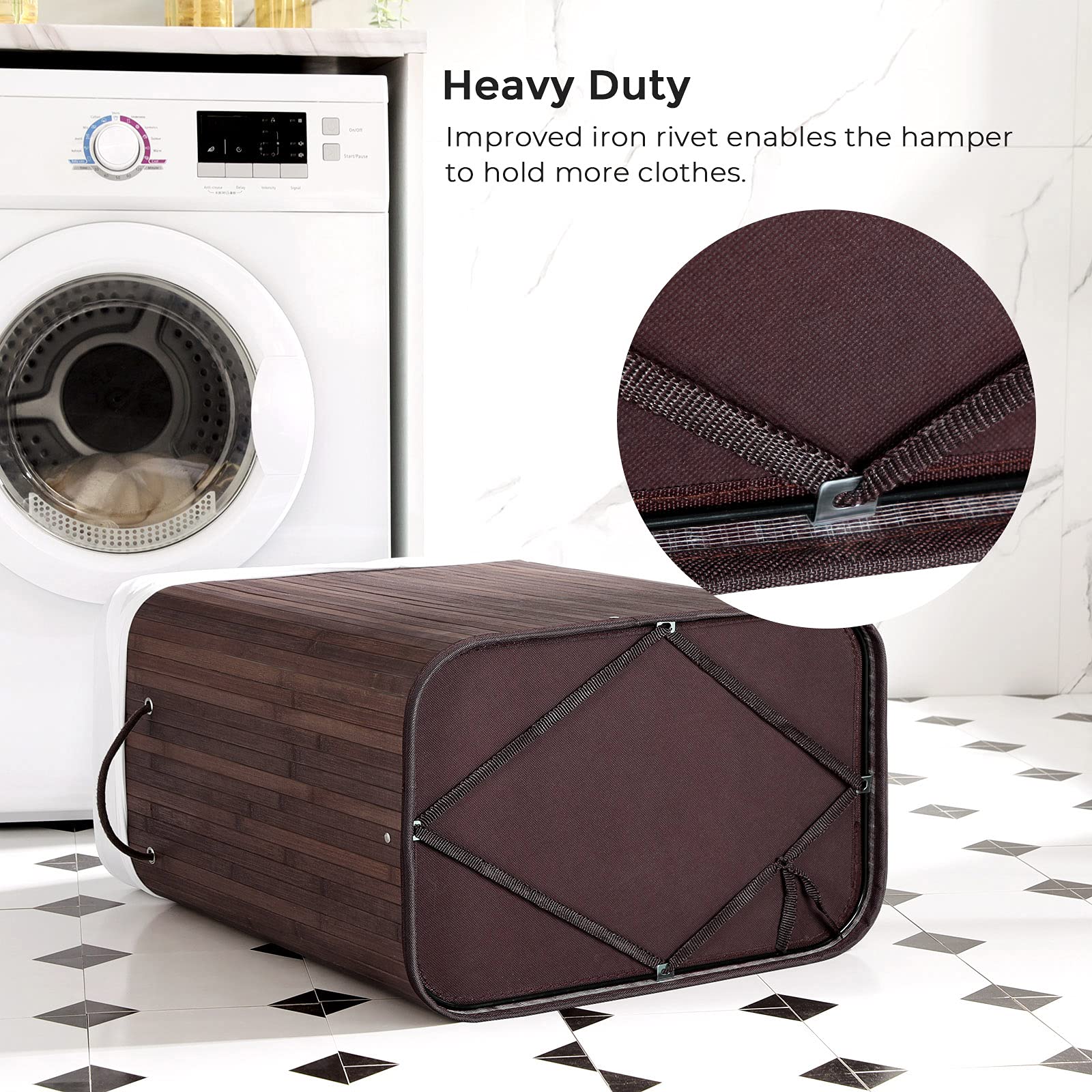 Songmics 100L capacity supports bulky laundry loads
