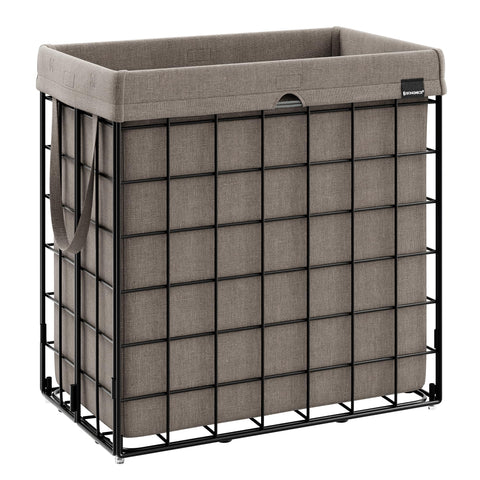 SONGMICS laundry hamper front view with sturdy frame and washable liner.