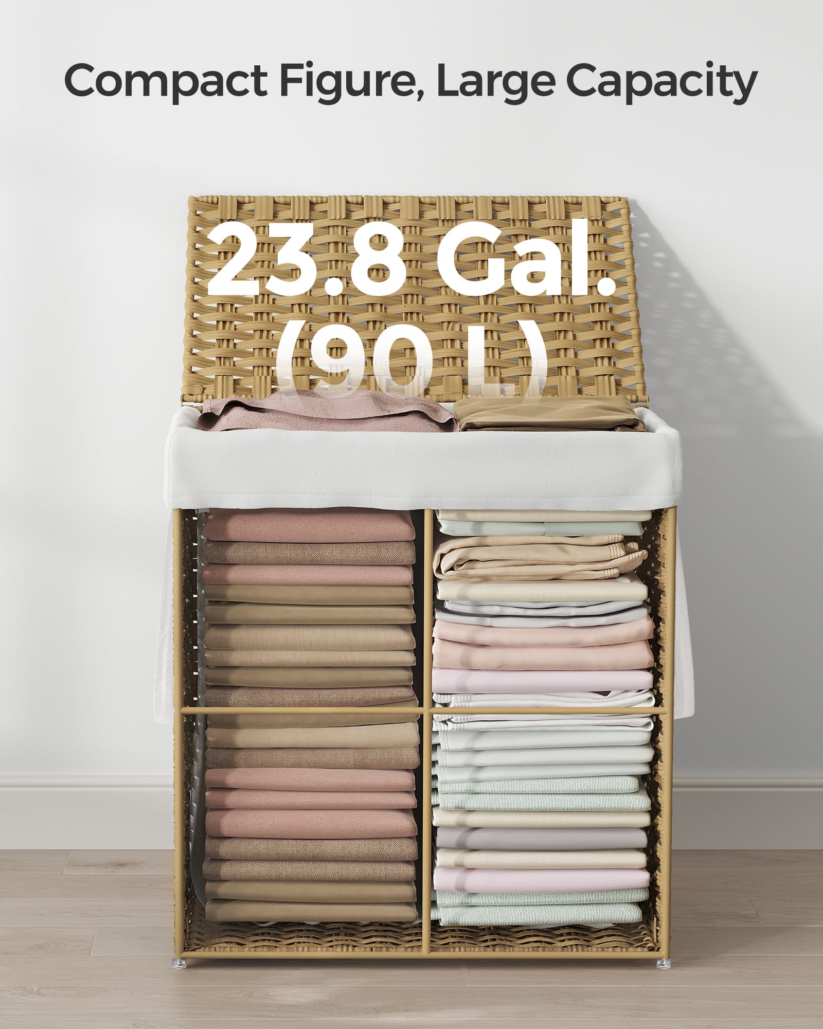 Songmics breathable waterproof rattan keeps clothes dry and well-ventilated.