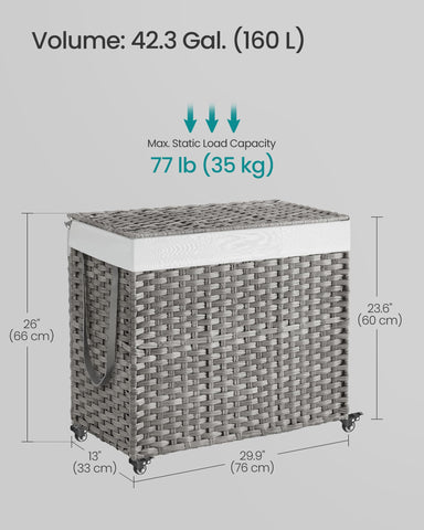 SONGMICS 42.3-gallon capacity handles family laundry in one load.