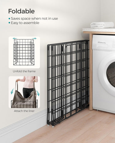 SONGMICS 110 L capacity hampers organizing bedrooms or bathrooms with ample space.