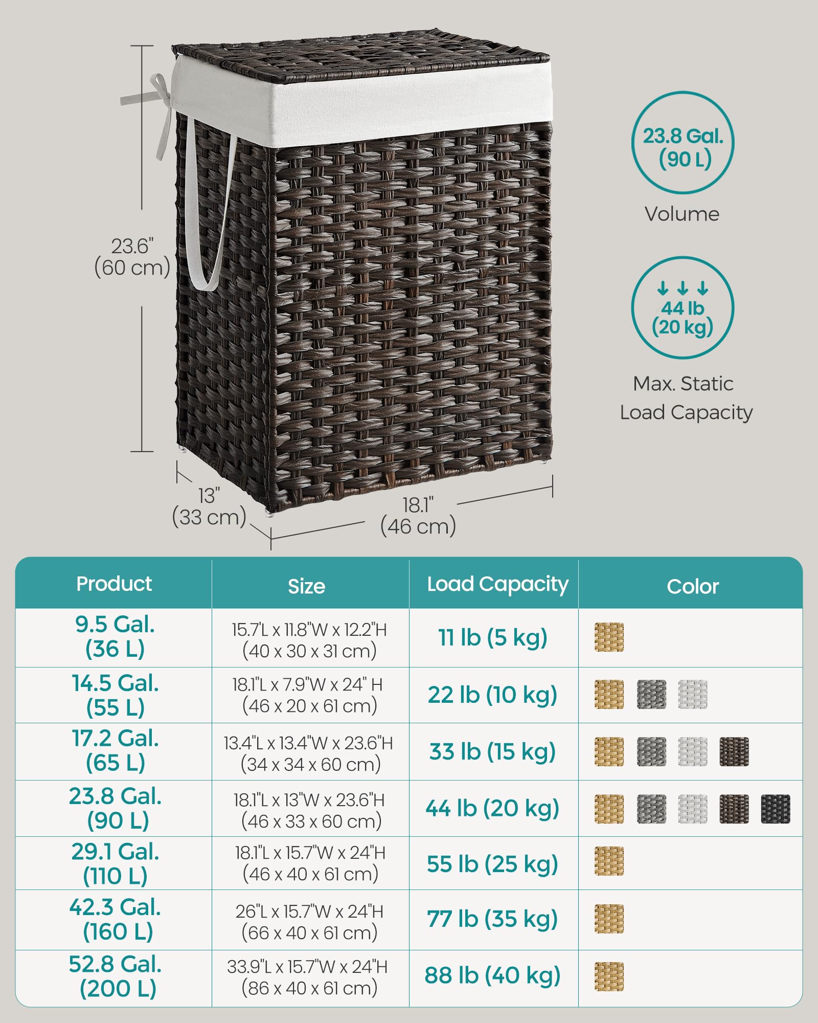 Songmics chestnut brown hamper adds warm style to any room.
