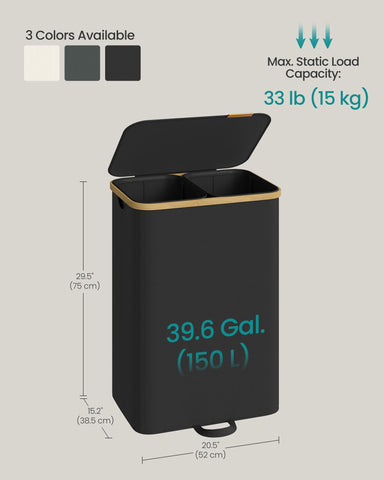 SONGMICS 39.6 gallon capacity supports a week's laundry for two people