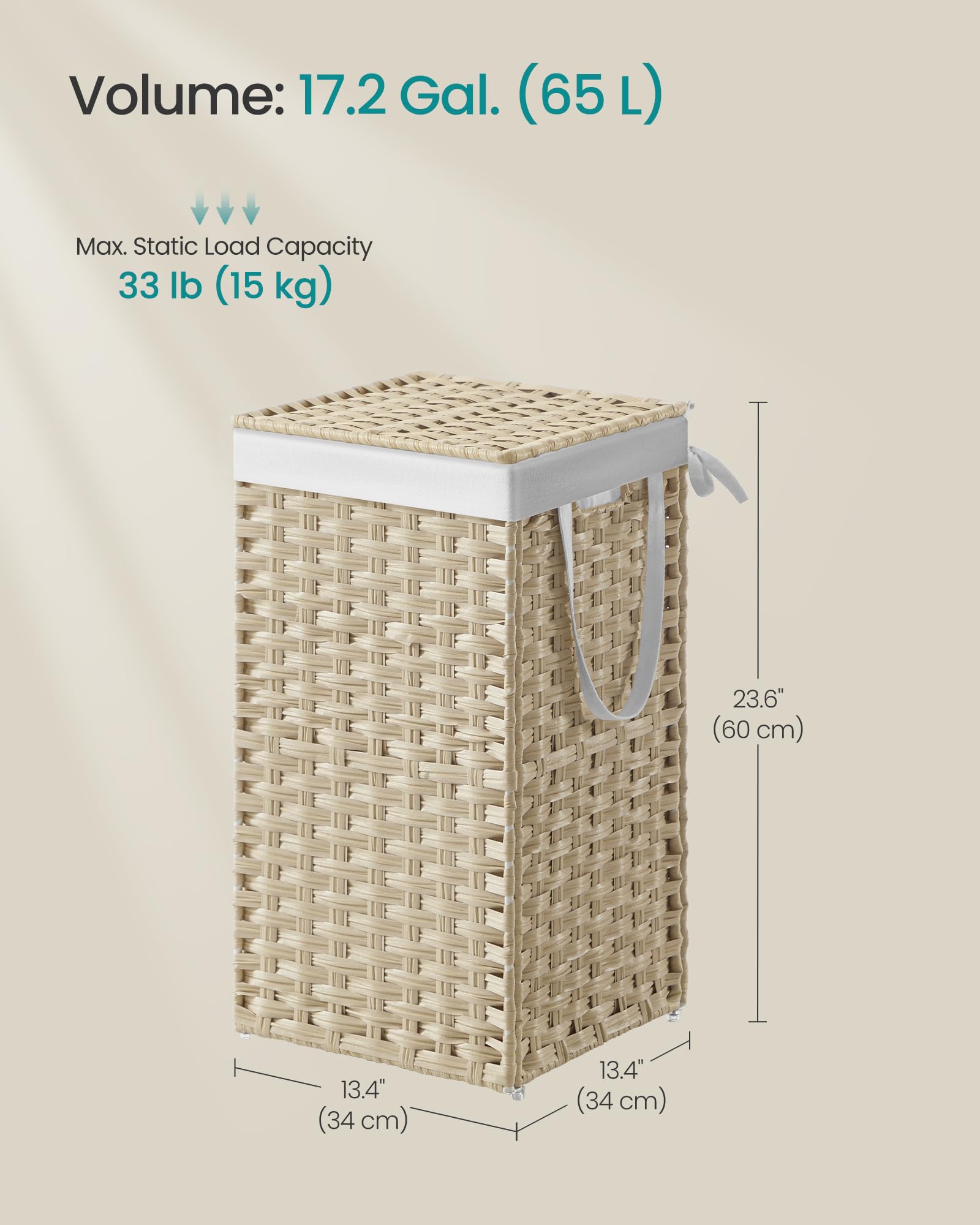 SONGMICS foldable design saves space when the hamper is not in use.