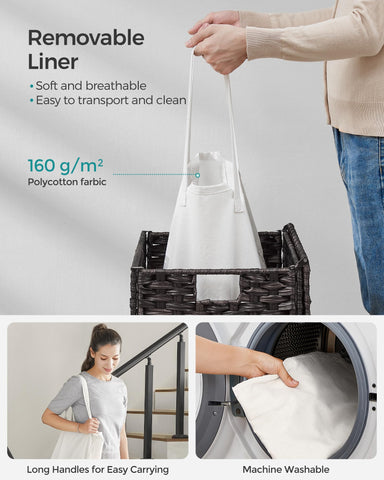 SONGMICS foldable design with cut-out handles and floor-friendly feet for easy storage.