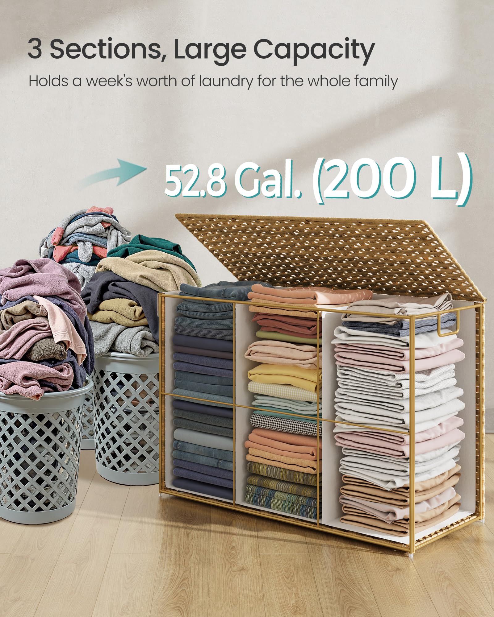 SONGMICS foldable design allows flat storage when not in use for small spaces.