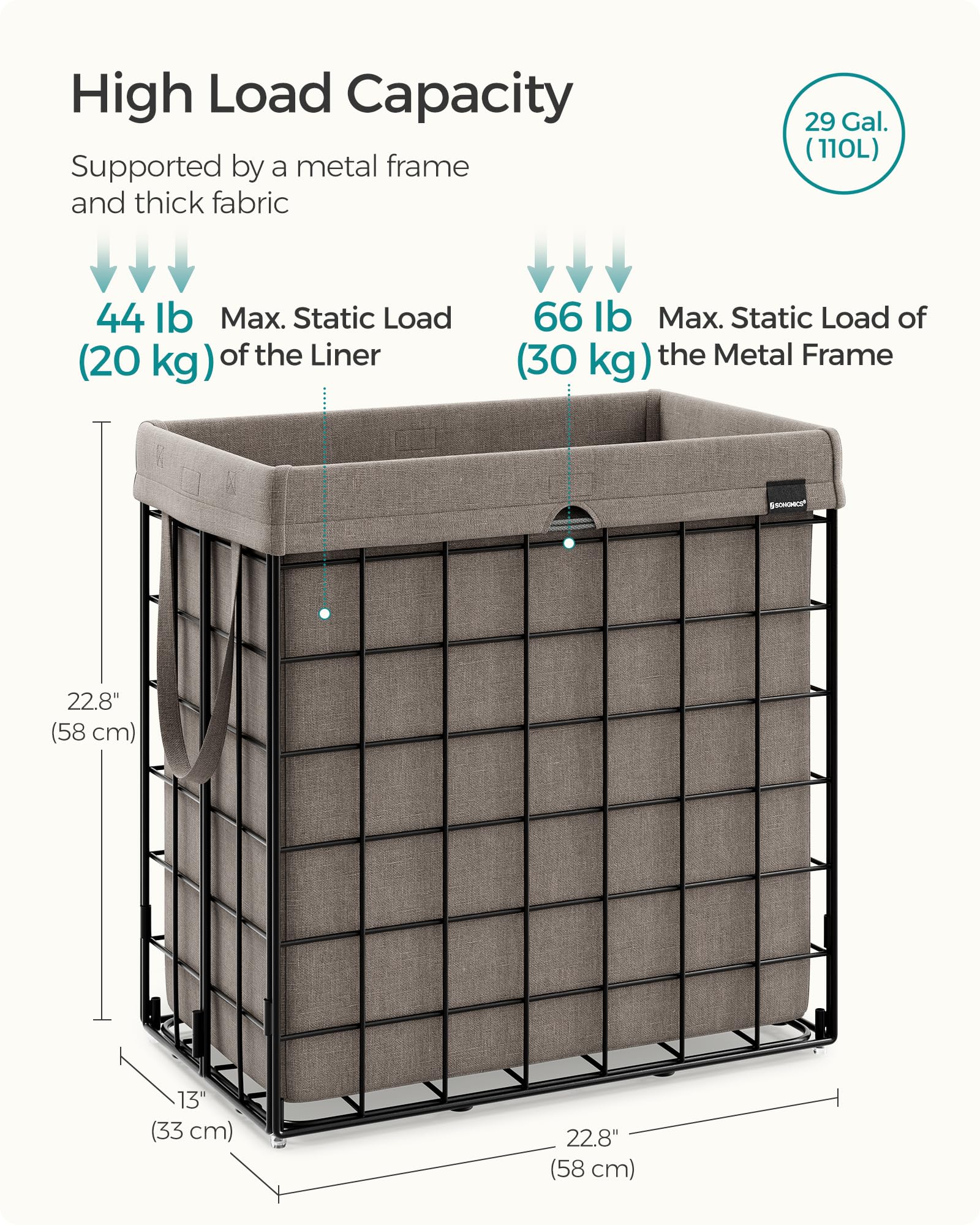 SONGMICS collapsible structure with carrying handles for effortless moving between rooms.
