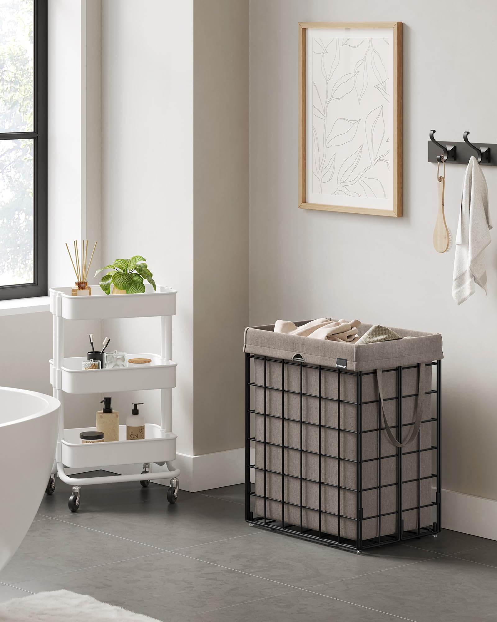 SONGMICS collapsible hamper folded flat for compact storage