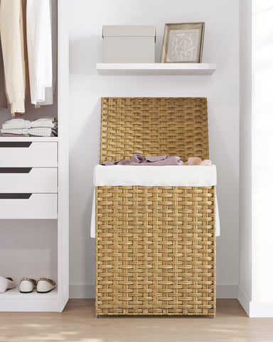 Songmics goose yellow appearance complements small-space laundry areas.