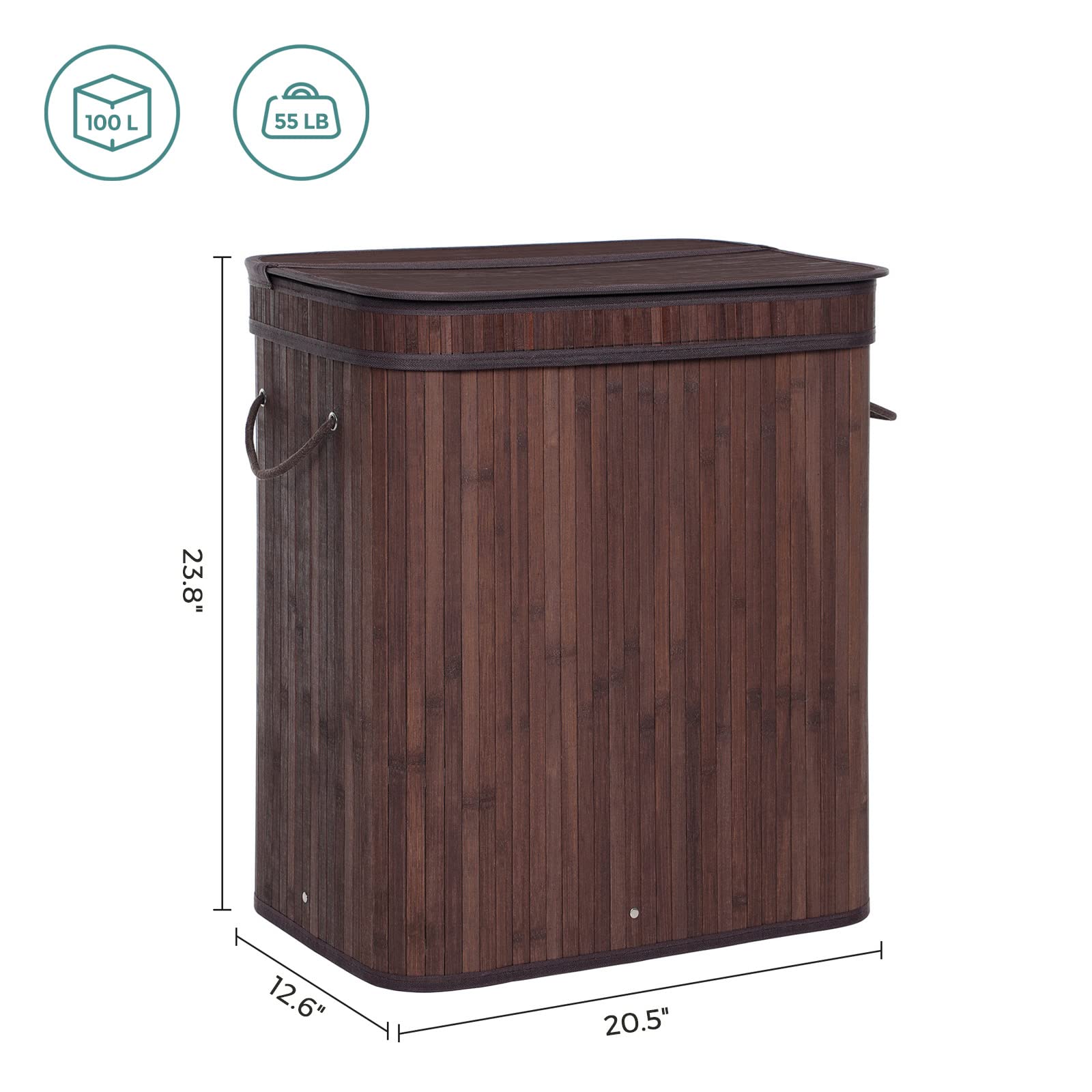 Songmics hamper includes two handles for easy carrying