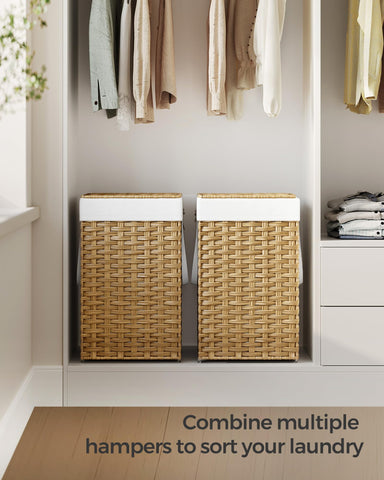 SONGMICS hamper shown in a small-space bathroom setup