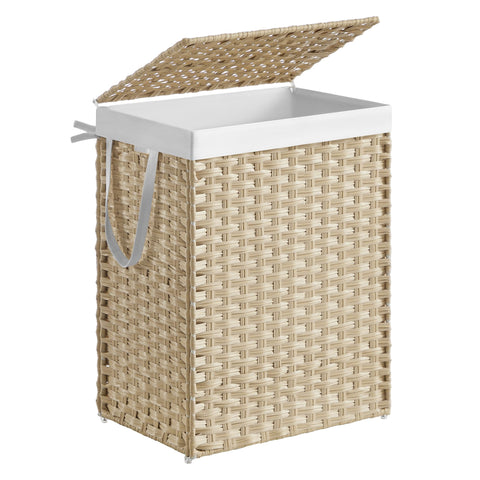 SongMics laundry hamper with lid in Summer Sand shows discreet storage and a tidy look