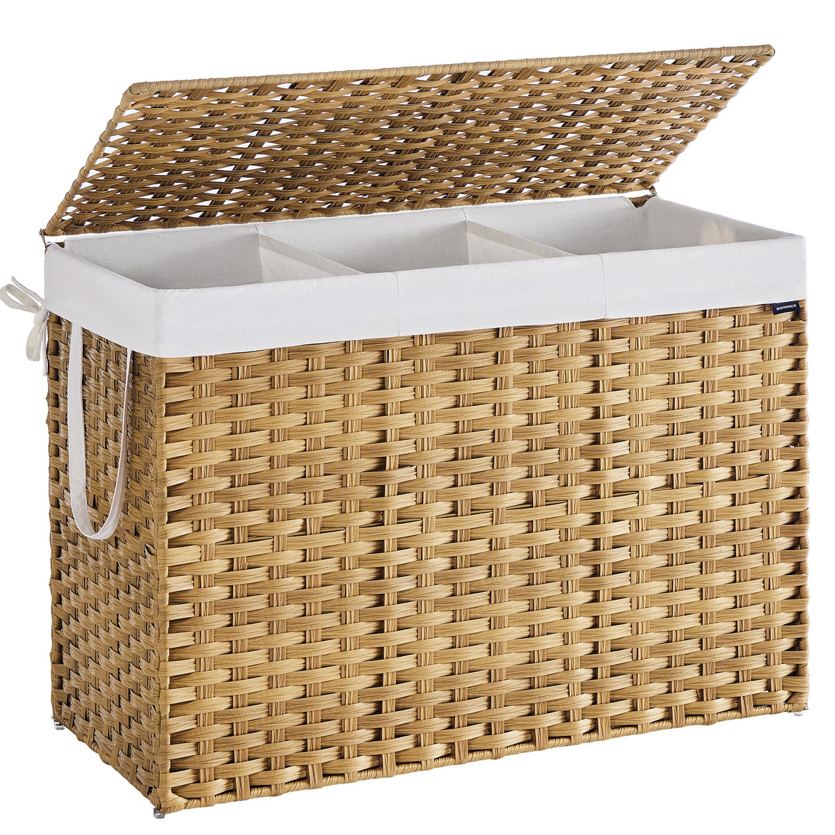 SONGMICS laundry hamper with lid keeps laundry out of sight and odors contained.