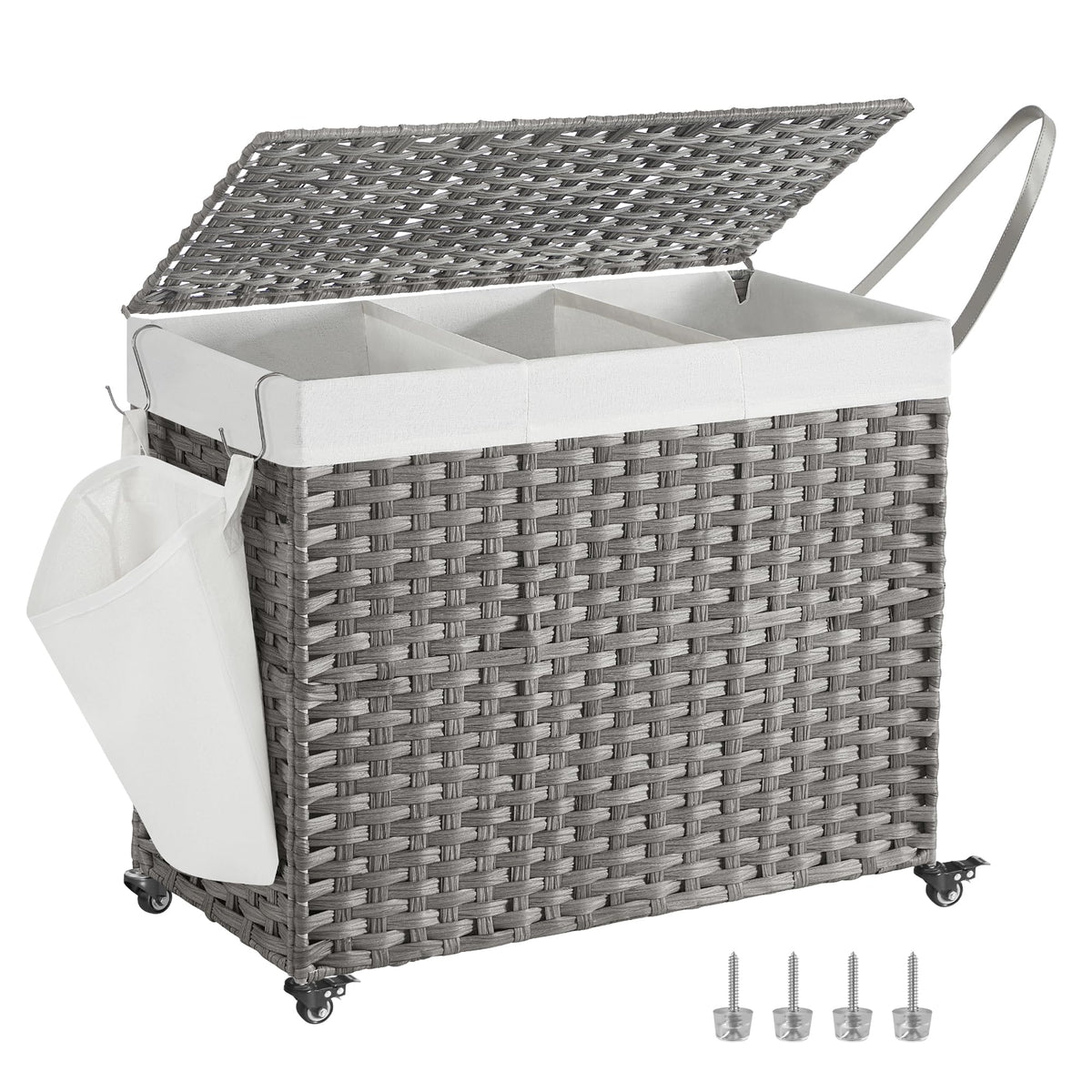 SONGMICS laundry hamper with lid keeps laundry out of sight and organized.