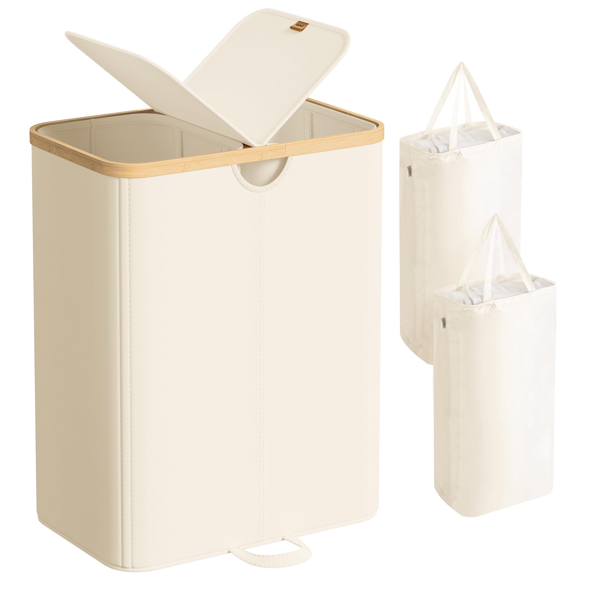 SONGMICS laundry hamper with lids closed concealing laundry and reducing odors