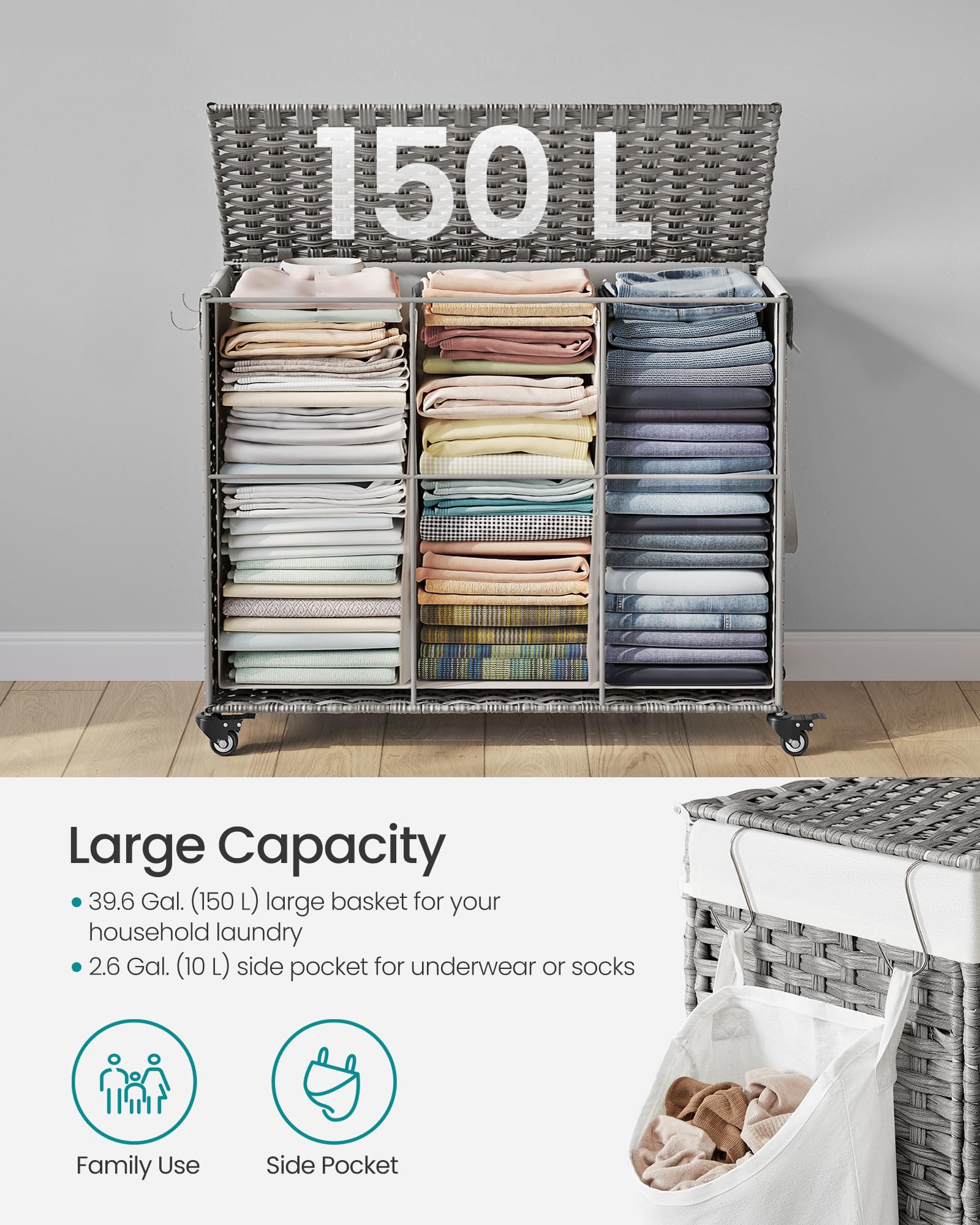 SONGMICS sturdy metal frame supports heavy loads without wobble.