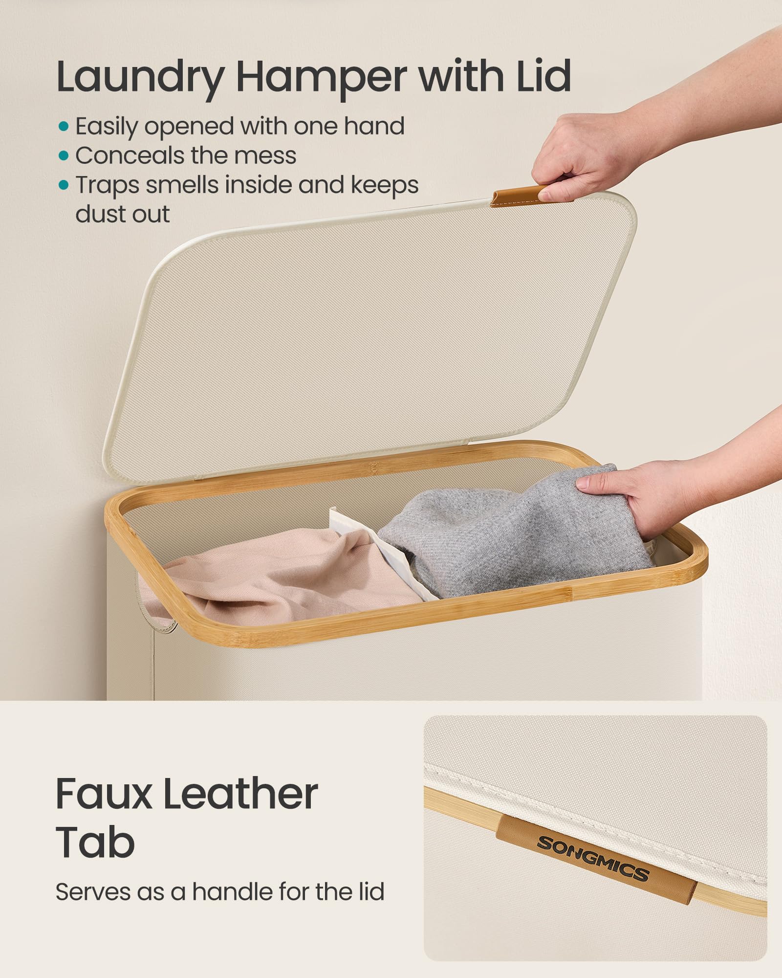 SONGMICS 600D Oxford fabric is durable and easy to wipe clean