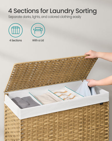 SONGMICS hamper with long pull handle for smooth rolling between rooms.