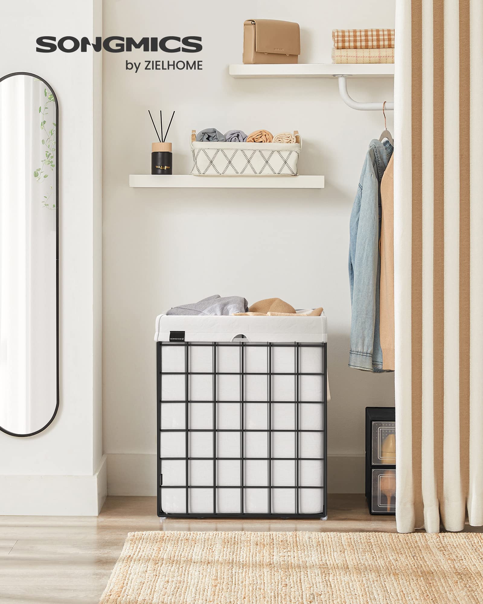 Songmics removable liner bag enables easy loading and washing.