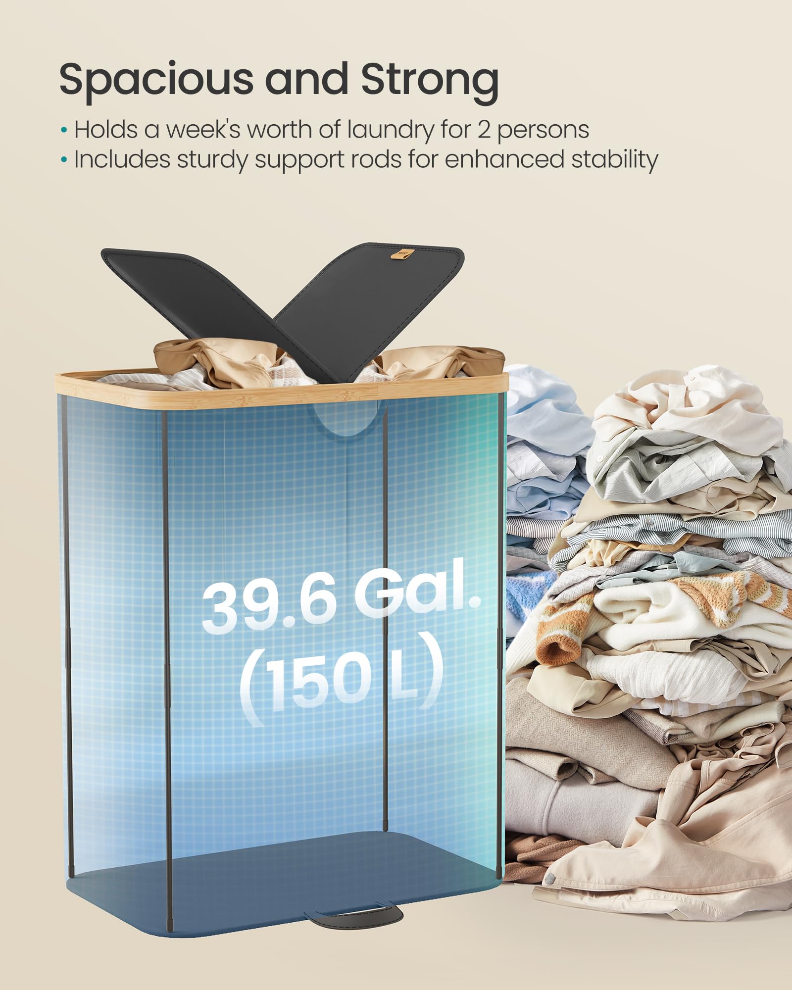 Songmics removable liner simplifies transferring clothes to the laundry.