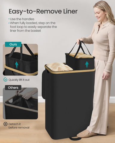 SONGMICS removable liners simplify emptying and transport of laundry