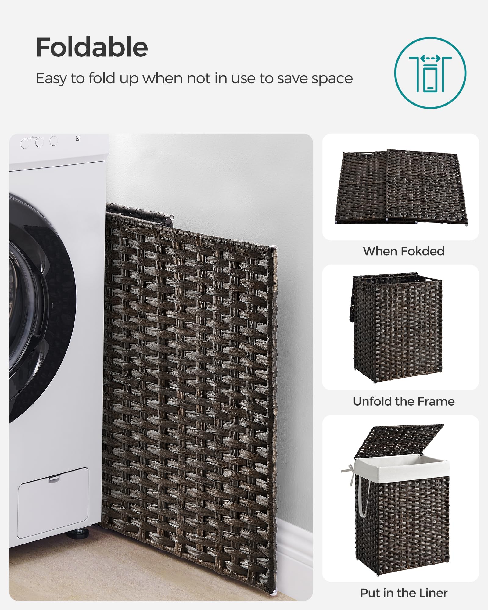 Songmics side handles simplify carrying laundry to the washer.