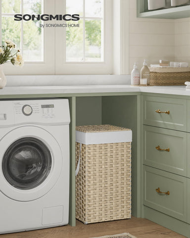 SONGMICS laundry hamper side handles provide easy carrying to sorting areas.