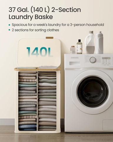 SONGMICS two-compartment design for sorting clothes efficiently