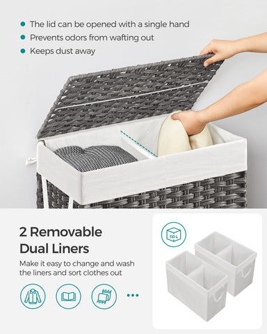 SONGMICS two-sections divider helps pre-sort darks and whites